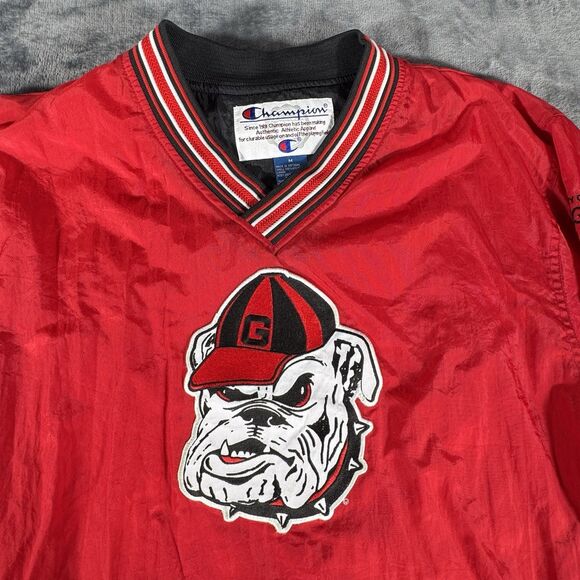 Vintage Sz M UGA Georgia Bulldogs 90s Champion Windbreaker Big Logo Pullover HTF - Picture 3 of 15
